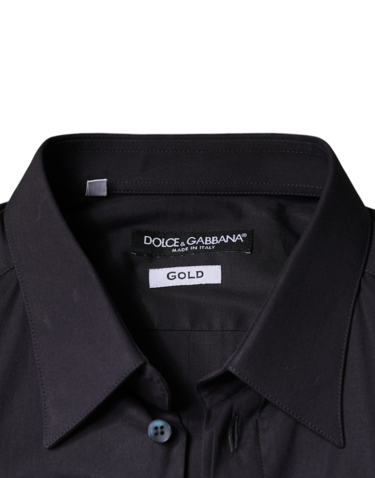 Dolce &amp; Gabbana Schwarzes Baumwoll-Stretch-Kleid GOLD Formelles Hemd