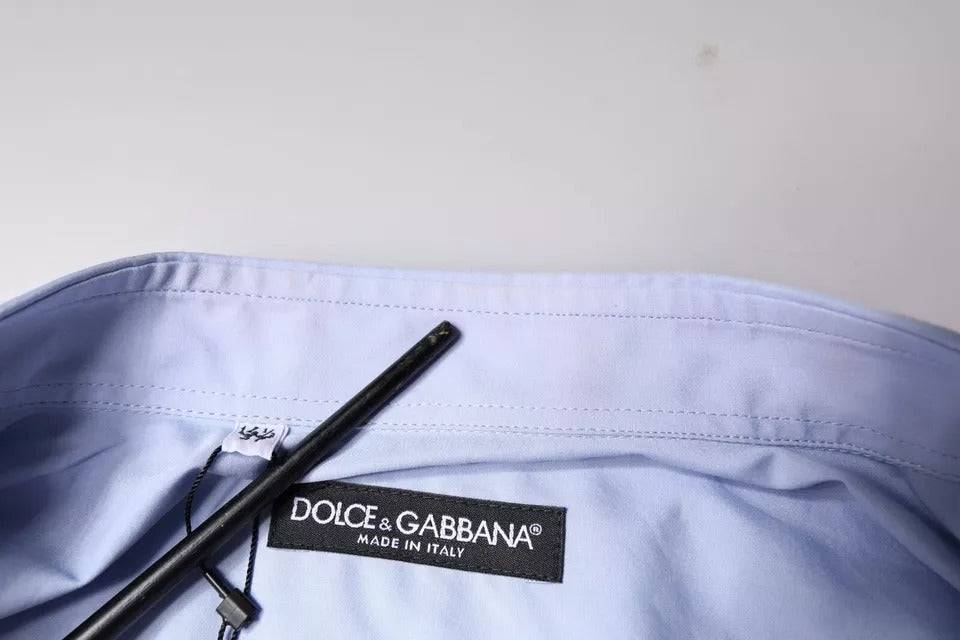 Dolce &amp; Gabbana Hellblaues Herrenhemd aus Baumwolle