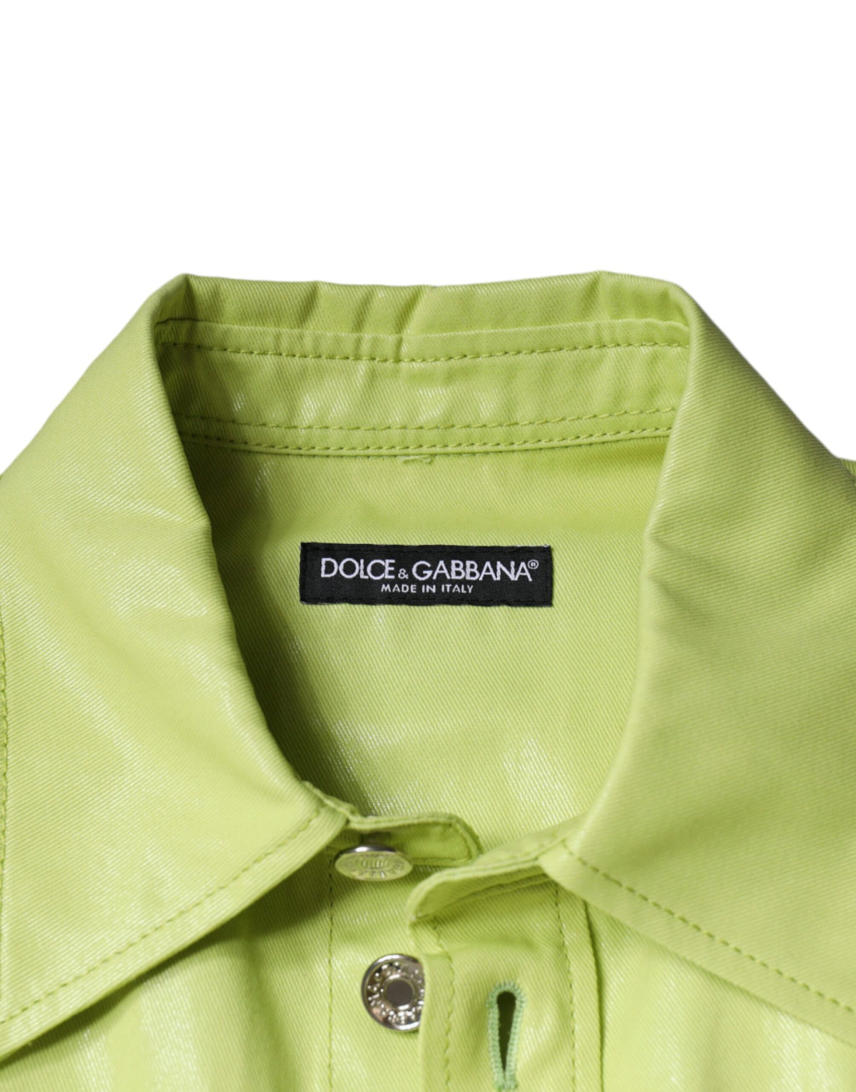 Dolce &amp; Gabbana Grünes Herren-Button-Down-Hemd aus Baumwolle mit Kragen