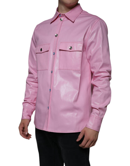 Dolce &amp; Gabbana – Button-Down-Hemd aus rosa Baumwolle mit Kragen