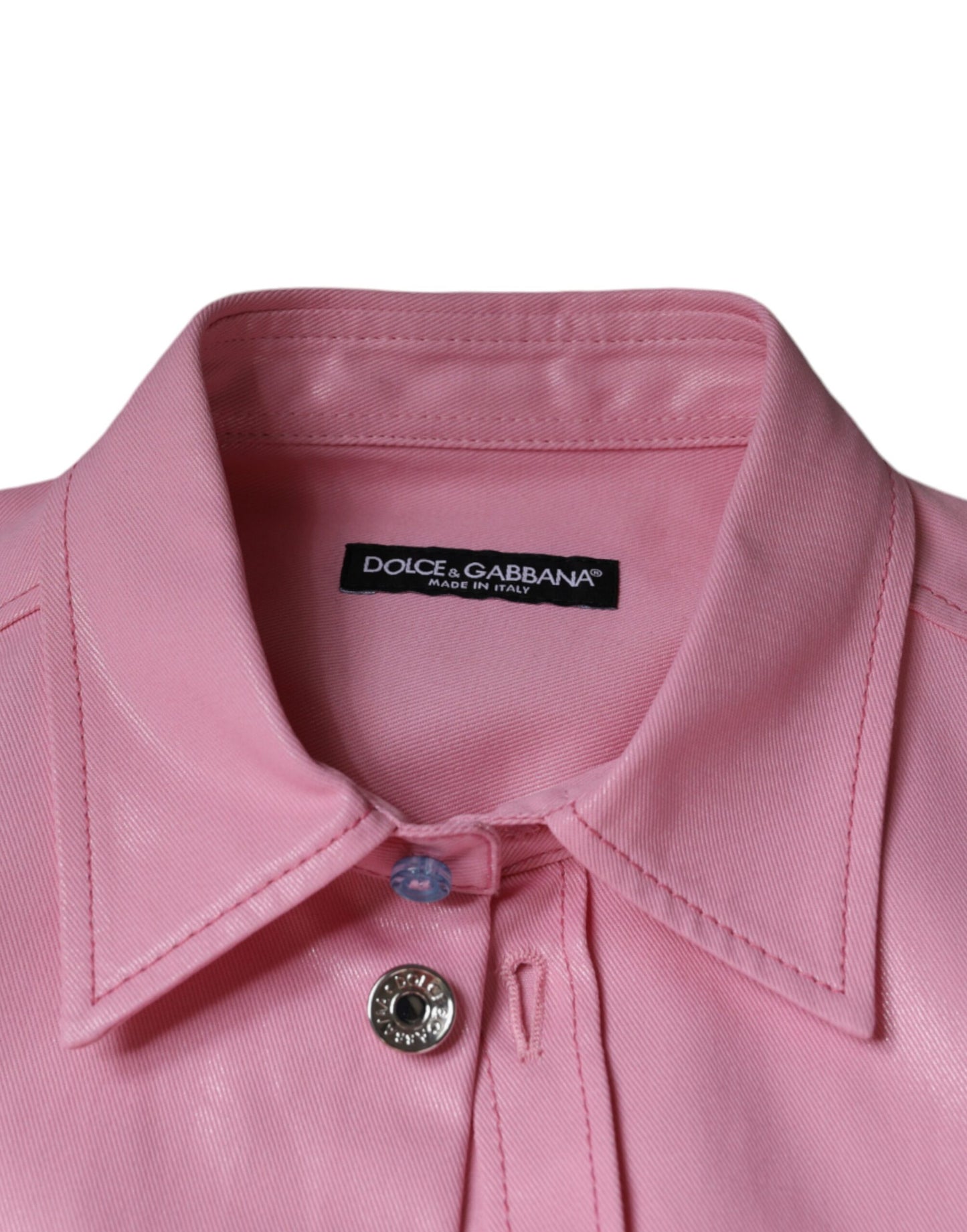 Dolce &amp; Gabbana – Button-Down-Hemd aus rosa Baumwolle mit Kragen