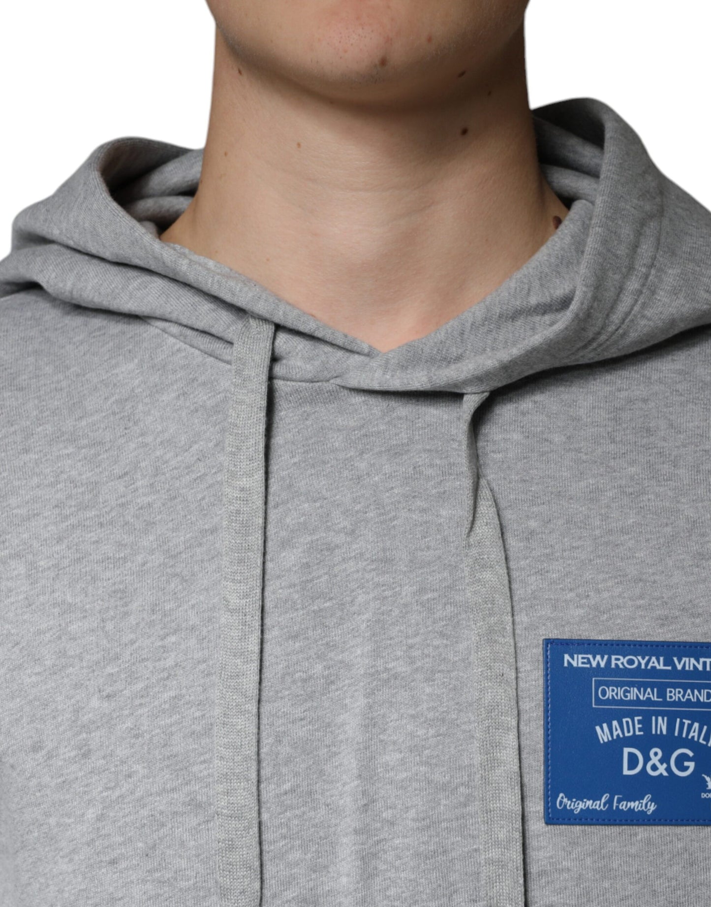 Dolce &amp; Gabbana Graues Baumwoll-Sweatshirt mit Logo und Kapuze