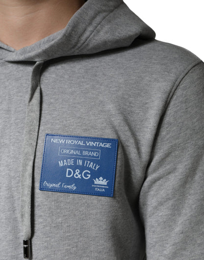 Dolce &amp; Gabbana Graues Baumwoll-Sweatshirt mit Logo und Kapuze