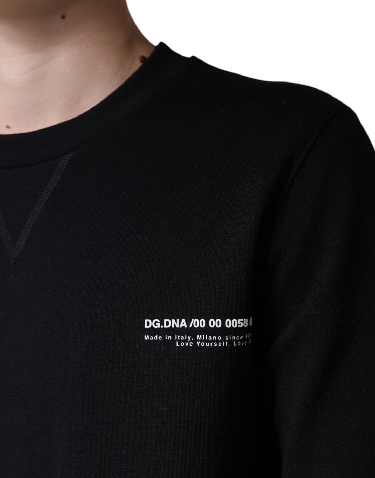 Dolce &amp; Gabbana – Schwarzes Sweatshirt mit Rundhalsausschnitt und Logo-Print