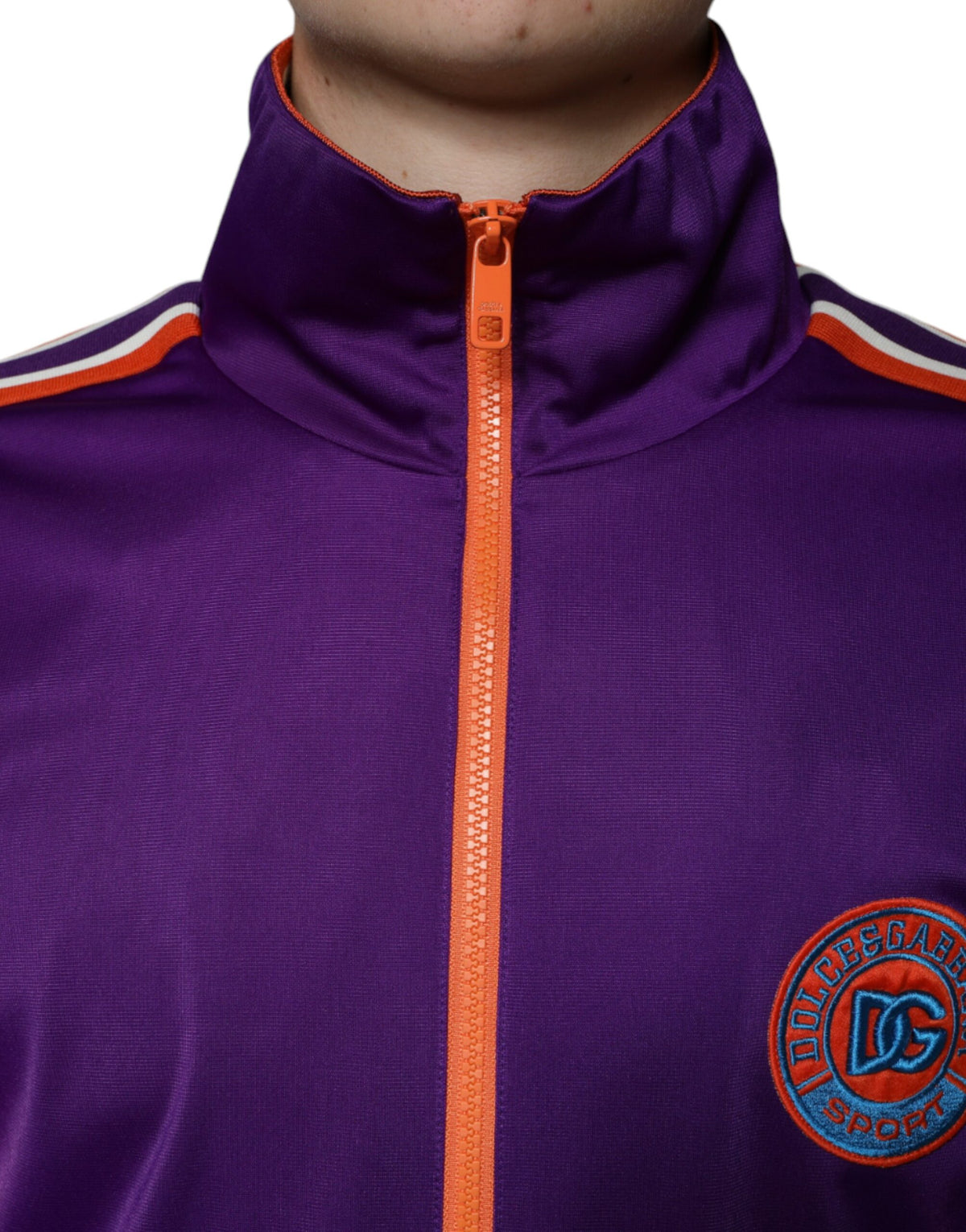 Dolce &amp; Gabbana Lila Polyester Langarmpullover mit durchgehendem Reißverschluss