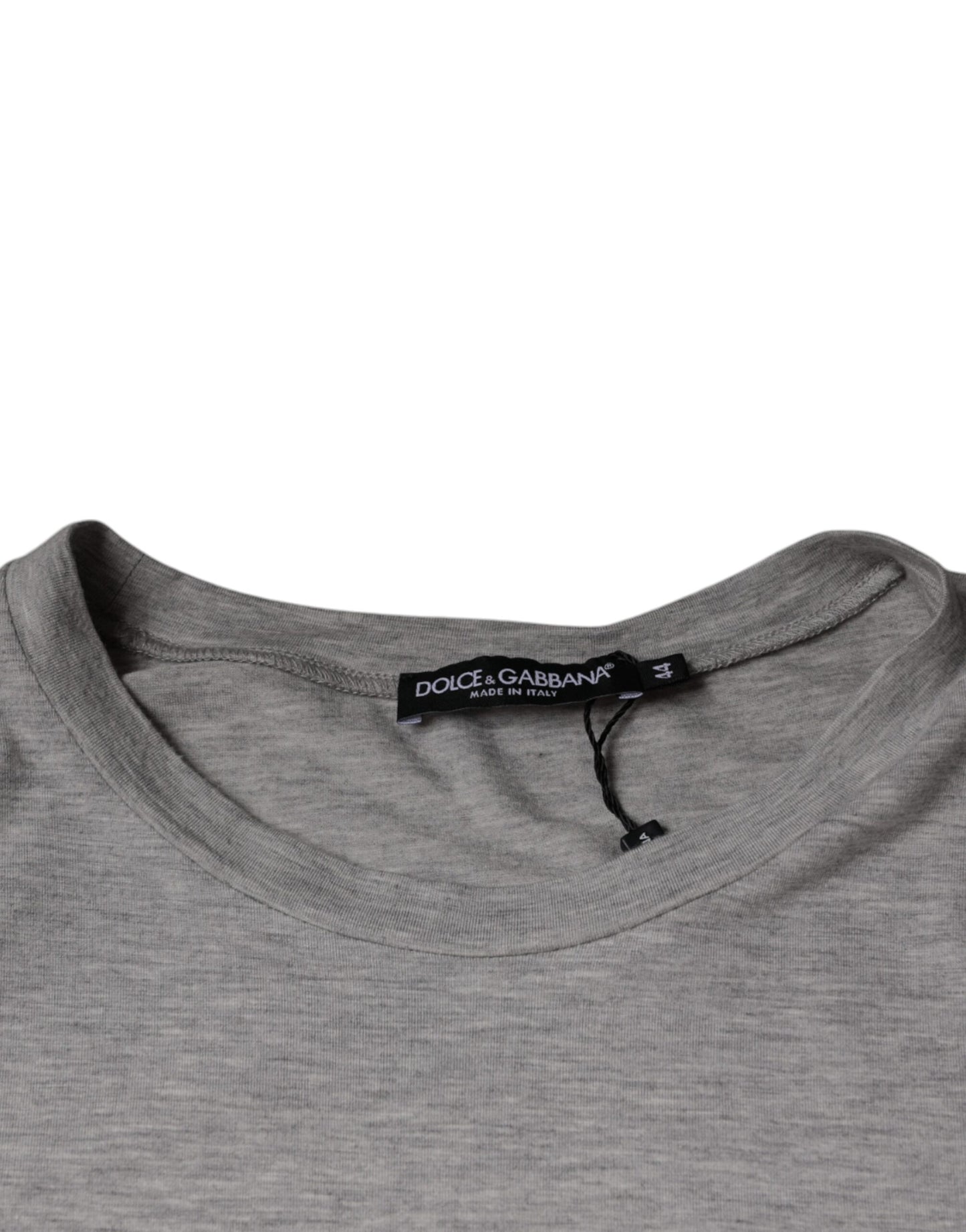 Dolce &amp; Gabbana – Graues T-Shirt mit Rundhalsausschnitt und kurzen Ärmeln und Logodruck
