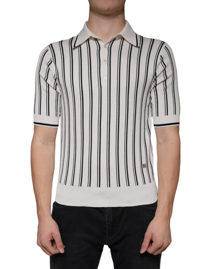 Dolce &amp; Gabbana – Polo-T-Shirt mit kurzen Ärmeln und weißen und schwarzen Streifen