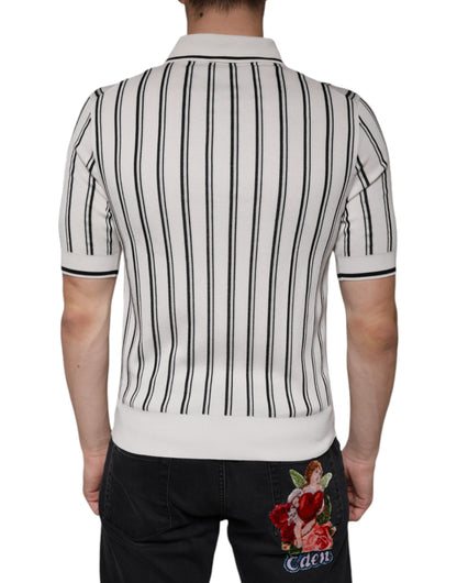 Dolce &amp; Gabbana – Polo-T-Shirt mit kurzen Ärmeln und weißen und schwarzen Streifen