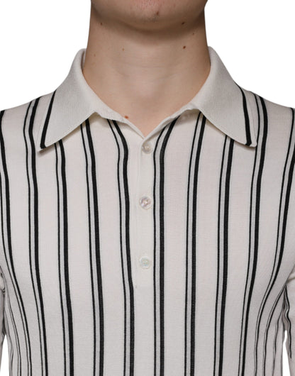 Dolce &amp; Gabbana – Polo-T-Shirt mit kurzen Ärmeln und weißen und schwarzen Streifen