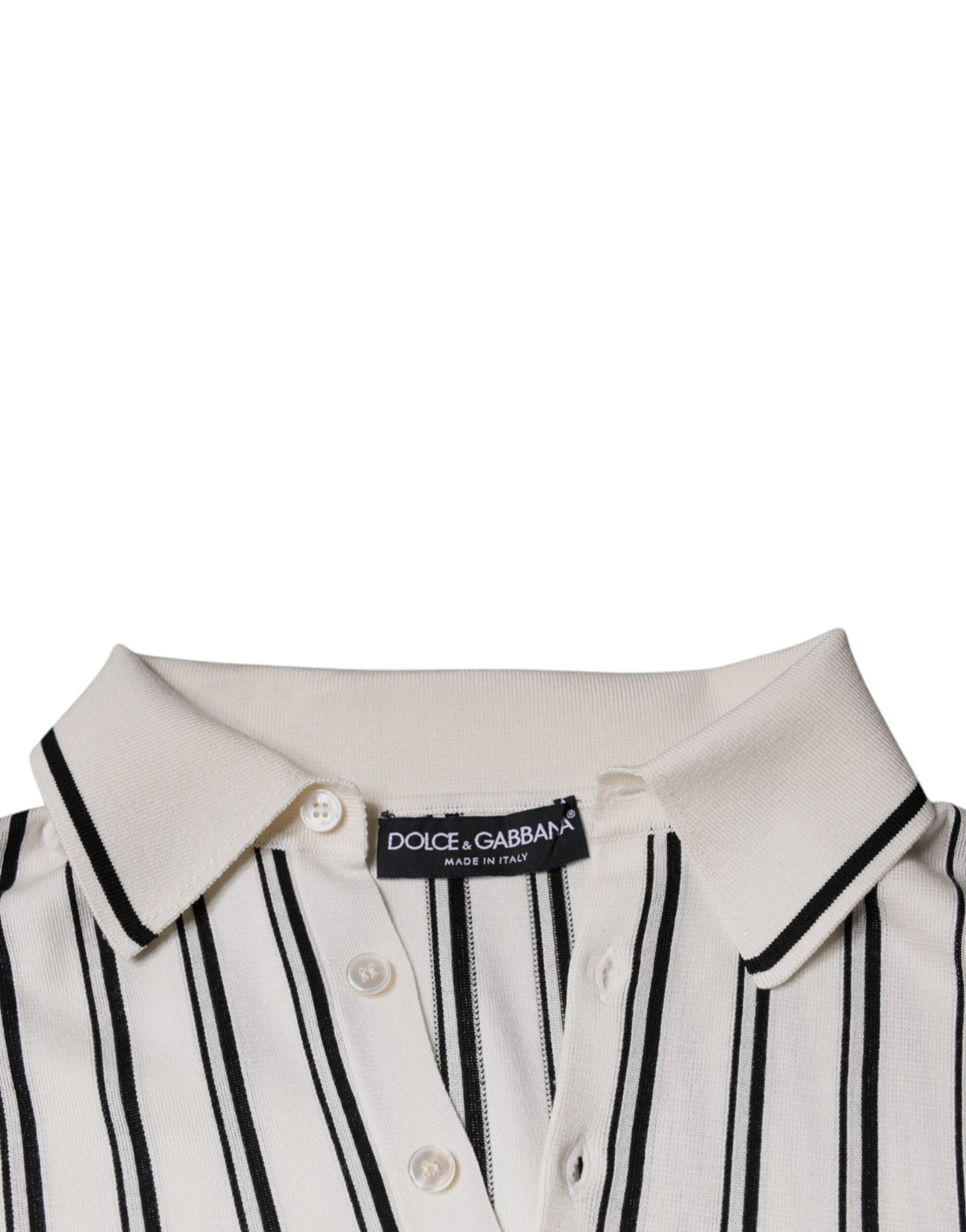 Dolce &amp; Gabbana – Polo-T-Shirt mit kurzen Ärmeln und weißen und schwarzen Streifen