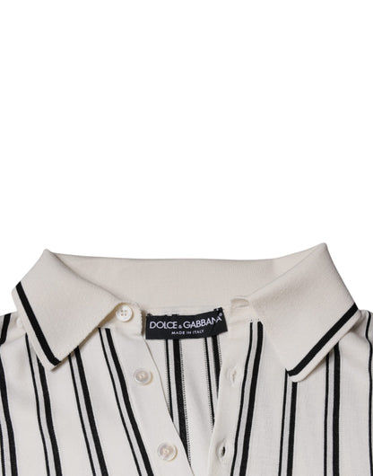 Dolce &amp; Gabbana – Polo-T-Shirt mit kurzen Ärmeln und weißen und schwarzen Streifen
