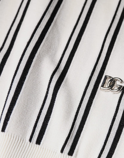 Dolce &amp; Gabbana – Polo-T-Shirt mit kurzen Ärmeln und weißen und schwarzen Streifen