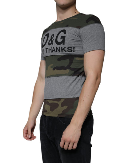 Dolce &amp; Gabbana Mehrfarbiges Camouflage-T-Shirt aus Baumwolle mit Rundhalsausschnitt