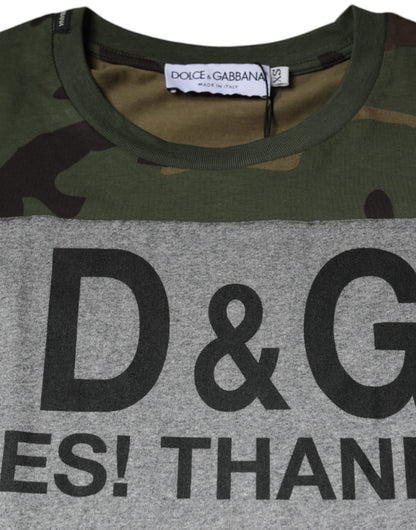 Dolce &amp; Gabbana Mehrfarbiges Camouflage-T-Shirt aus Baumwolle mit Rundhalsausschnitt