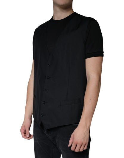 Dolce &amp; Gabbana Schwarze Wollweste, formelle Weste