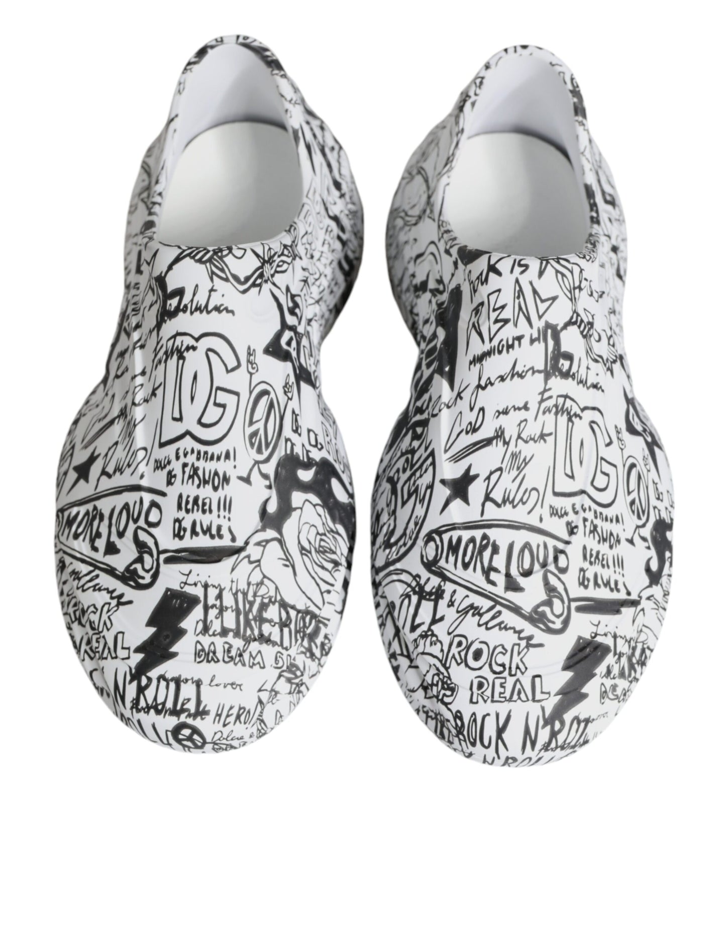 Dolce &amp; Gabbana Daymaster Sneakers in Weiß und Schwarz mit Graffiti-Motiv