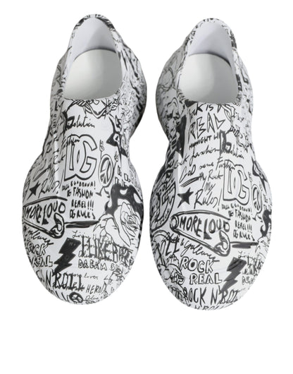 Dolce &amp; Gabbana Daymaster Sneakers in Weiß und Schwarz mit Graffiti-Motiv
