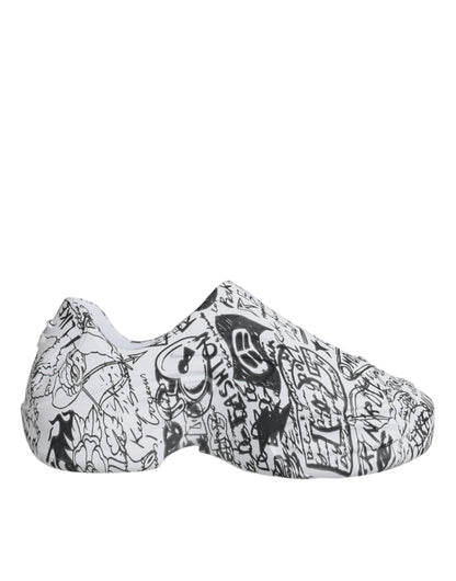 Dolce &amp; Gabbana Daymaster Sneakers in Weiß und Schwarz mit Graffiti-Motiv