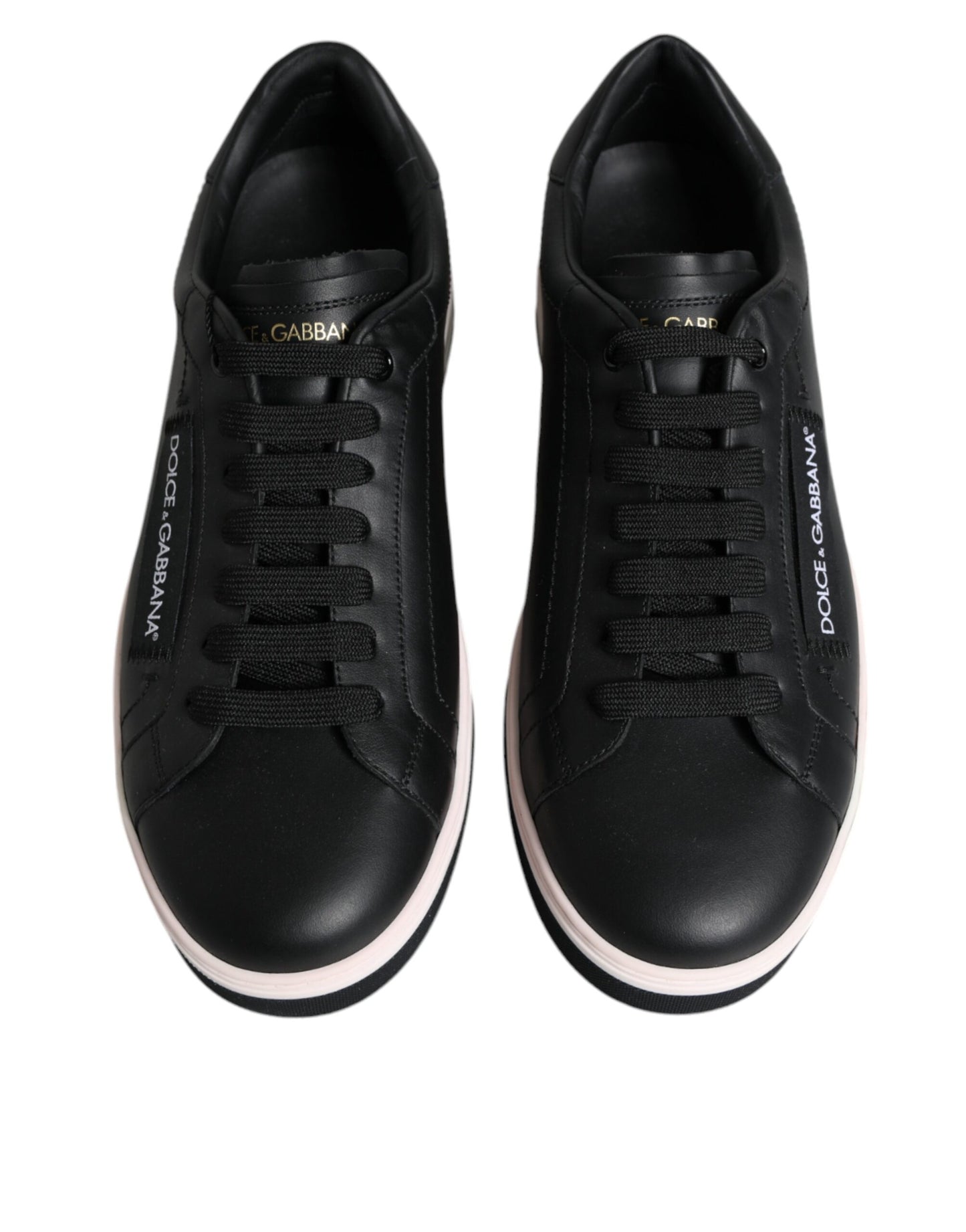 Dolce &amp; Gabbana Herren Sneakers aus schwarzem Leder mit niedrigem Schaft