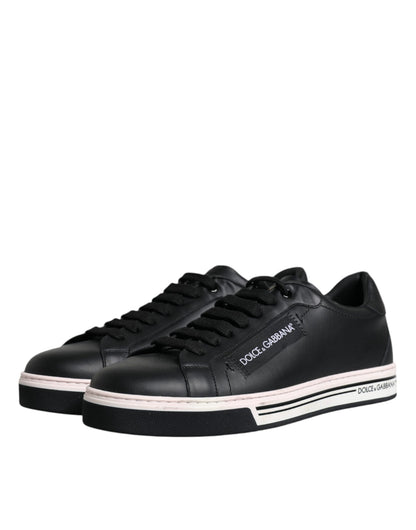 Dolce &amp; Gabbana Herren Sneakers aus schwarzem Leder mit niedrigem Schaft