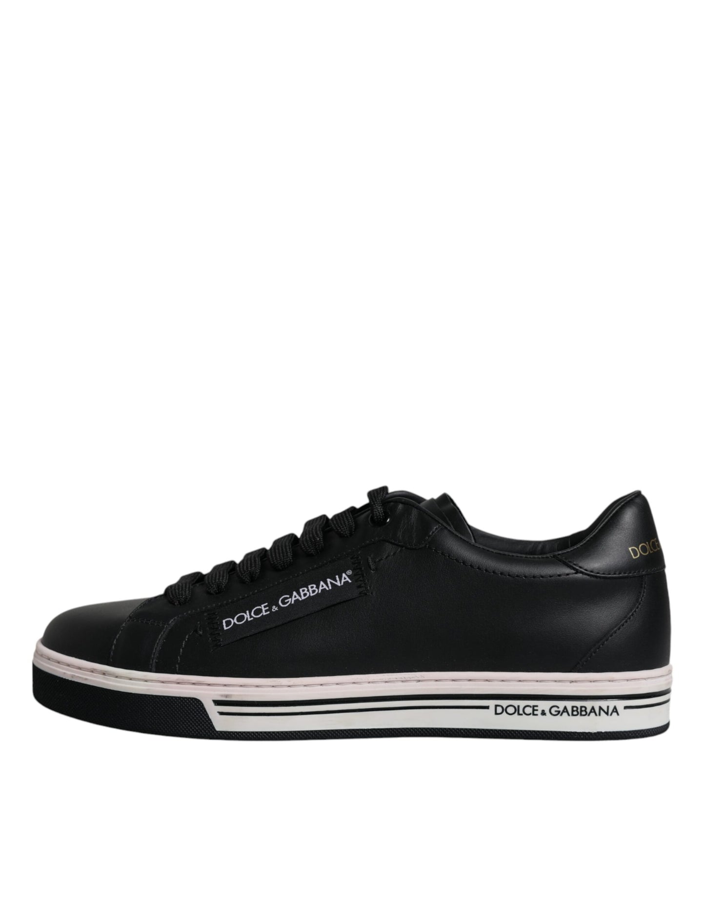 Dolce &amp; Gabbana Herren Sneakers aus schwarzem Leder mit niedrigem Schaft