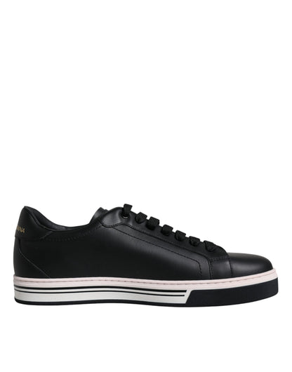 Dolce &amp; Gabbana Herren Sneakers aus schwarzem Leder mit niedrigem Schaft
