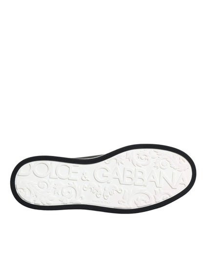 Dolce &amp; Gabbana Herren Sneakers aus schwarzem Leder mit niedrigem Schaft