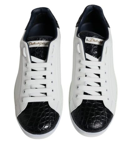 Dolce &amp; Gabbana – Portofino-Sneakers aus weißem Leder mit Logo