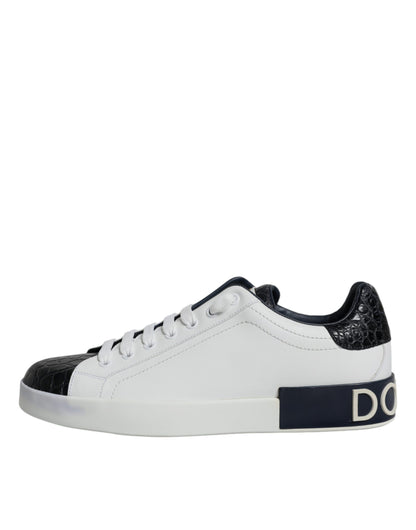 Dolce &amp; Gabbana – Portofino-Sneakers aus weißem Leder mit Logo