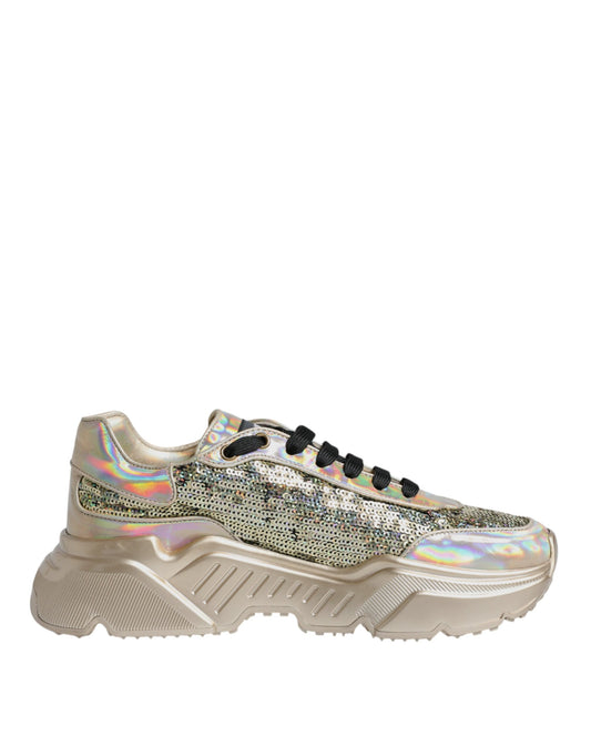 Dolce &amp; Gabbana Daymaster Sneakers mit schillernden Pailletten in Gold