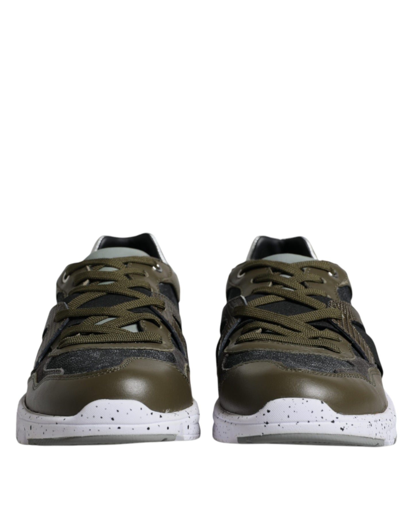 Dolce &amp; Gabbana Mehrfarbige Canvas-Leder-Sneaker mit niedrigem Schaft