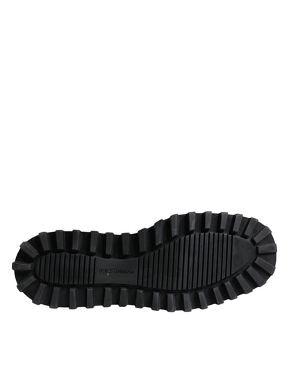 Dolce &amp; Gabbana – Bronzefarbene, gepolsterte Schnürstiefel mit halbhoher Wadenhöhe