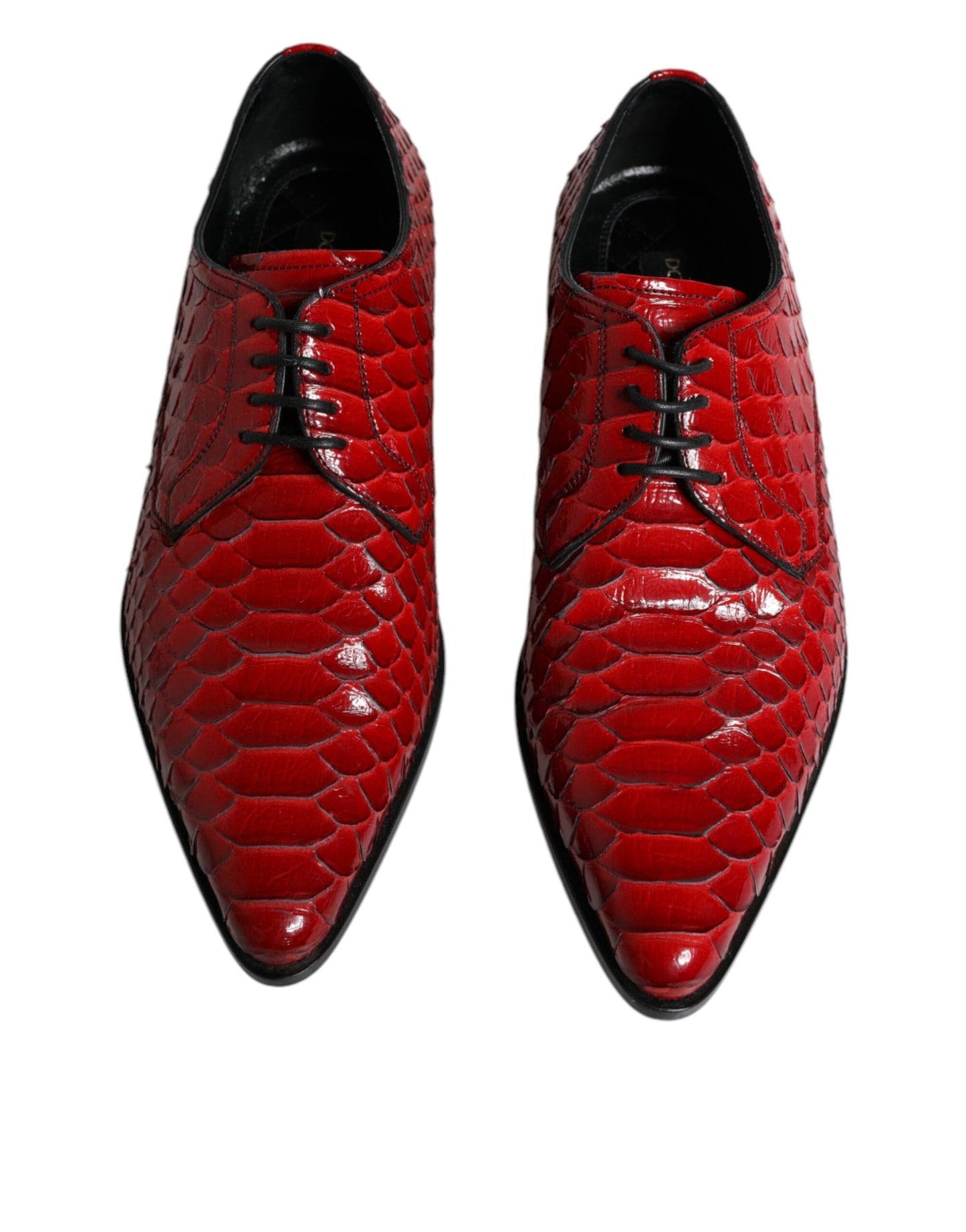 Dolce &amp; Gabbana Rot strukturiert lackierte Derby Herren Formelle Schuhe