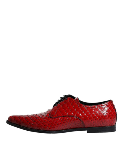 Dolce &amp; Gabbana Rot strukturiert lackierte Derby Herren Formelle Schuhe