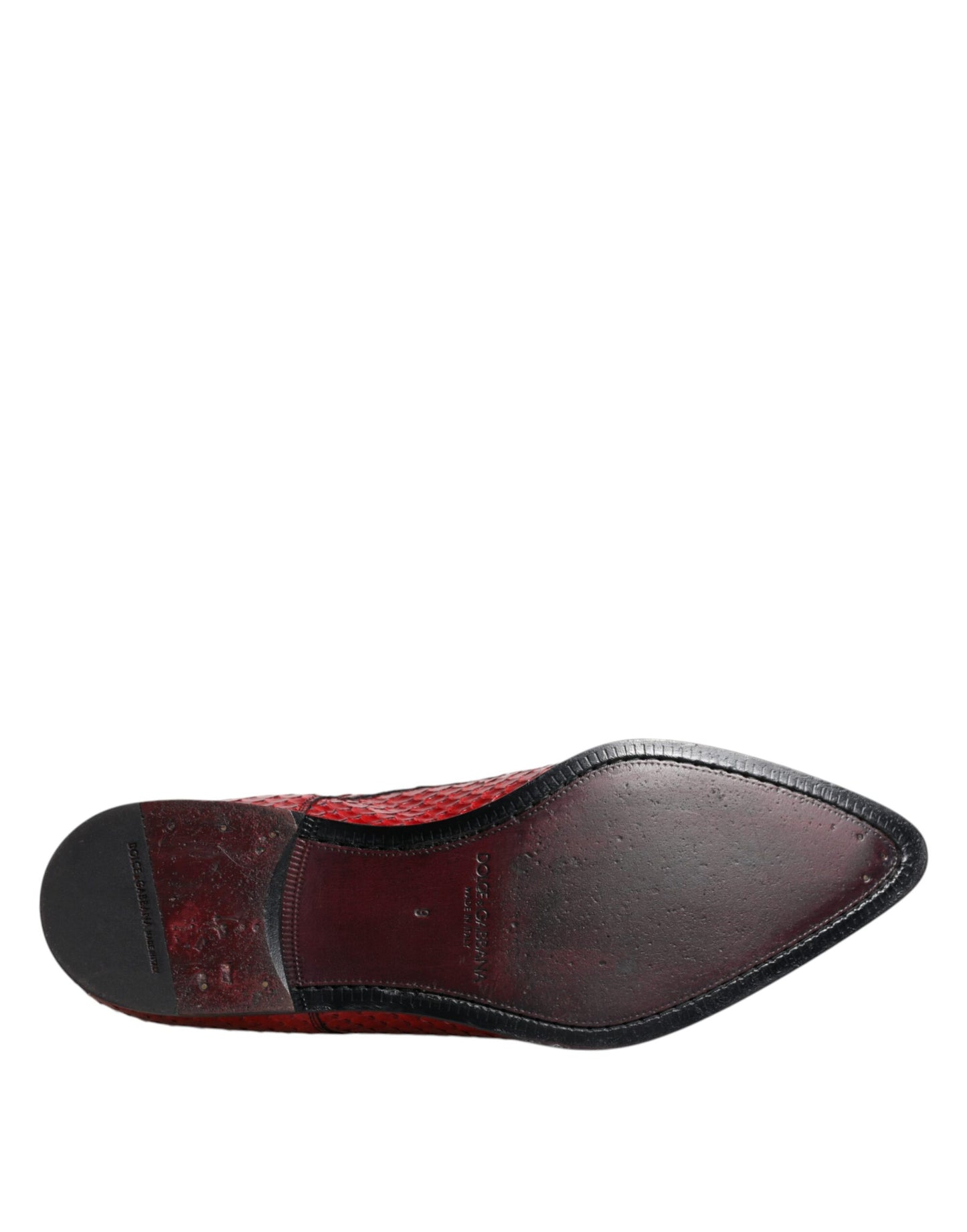 Dolce &amp; Gabbana Rot strukturiert lackierte Derby Herren Formelle Schuhe