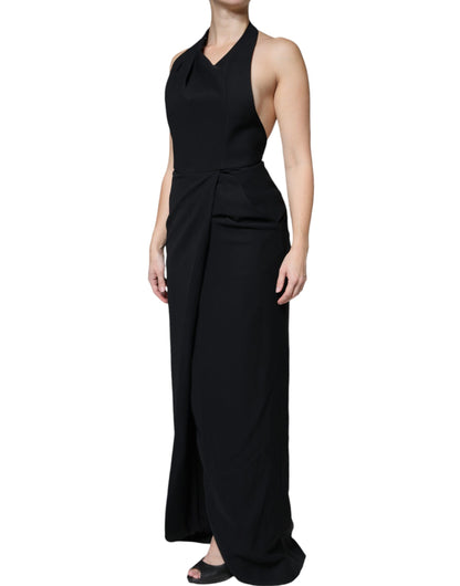 Emporio Armani – Langes, ärmelloses Etuikleid mit Neckholder in Schwarz