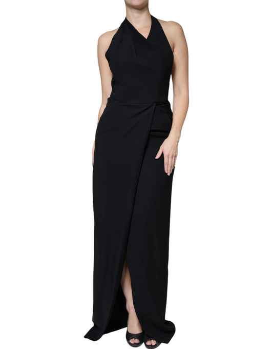 Emporio Armani – Langes, ärmelloses Etuikleid mit Neckholder in Schwarz