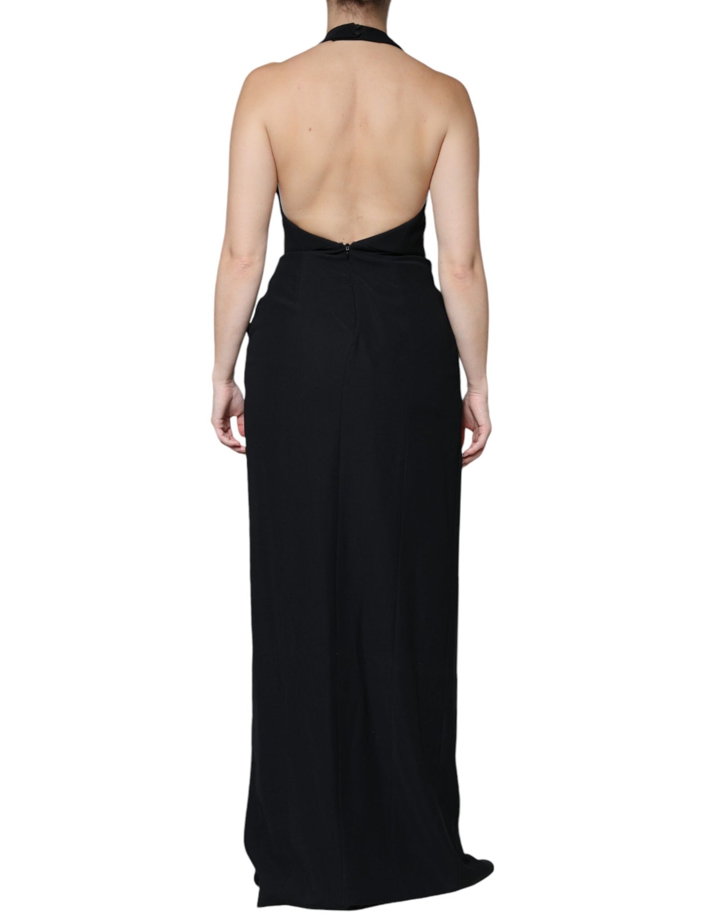 Emporio Armani – Langes, ärmelloses Etuikleid mit Neckholder in Schwarz