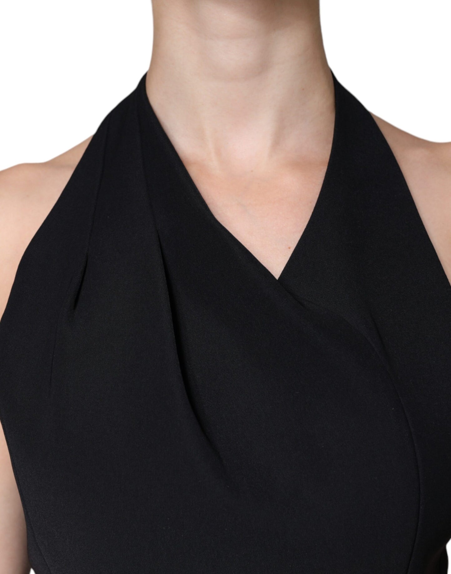 Emporio Armani – Langes, ärmelloses Etuikleid mit Neckholder in Schwarz