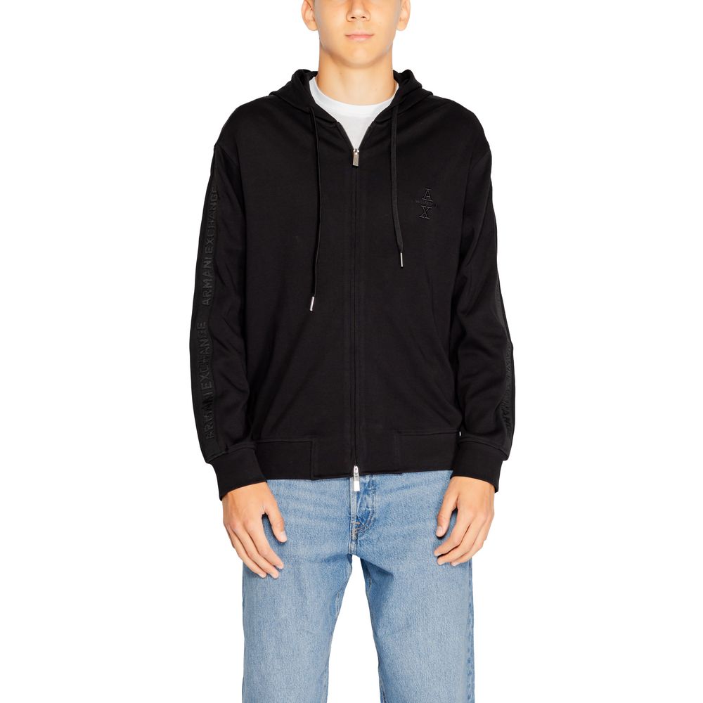 Armani Exchange Schwarzer Baumwoll-Kapuzenpullover