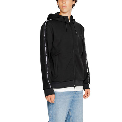 EA7 Emporio Armani – Schwarzer Polyester-Kapuzenpullover