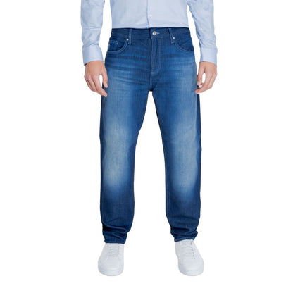 Armani Exchange – Enge Baumwollhose in Blau