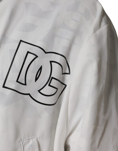 Dolce &amp; Gabbana – Weiße Parka-Trenchcoatjacke aus Polyester mit Kapuze