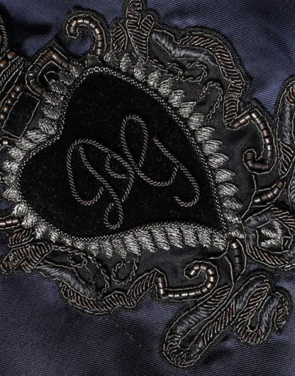 Dolce &amp; Gabbana – Blaue Bomberjacke mit durchgehendem Reißverschluss und Herzmotiv für Herren