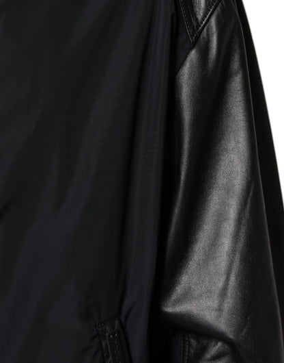 Dolce &amp; Gabbana – Schwarze Bomberjacke mit durchgehendem Reißverschluss und Kapuze für Herren