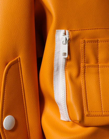 Dolce &amp; Gabbana – Orange-weiße Jersey-Bomberjacke mit durchgehendem Reißverschluss