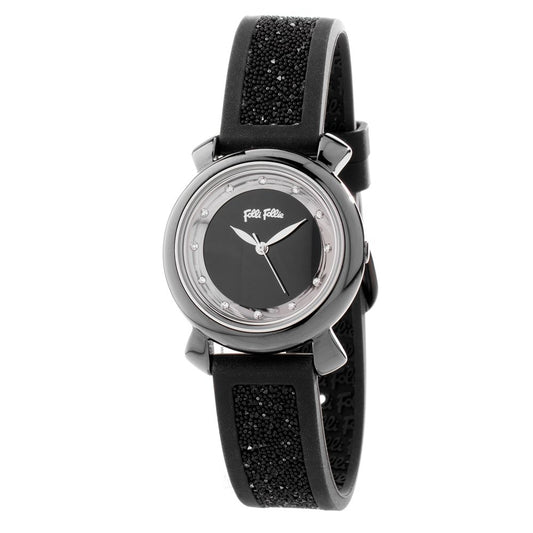 Folli Follie Schwarze Plastik-Armbanduhr