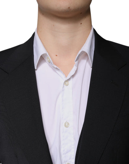 Dolce &amp; Gabbana – Dreiteiliger, formeller Herrenanzug aus schwarzer Wolle im Slim Fit