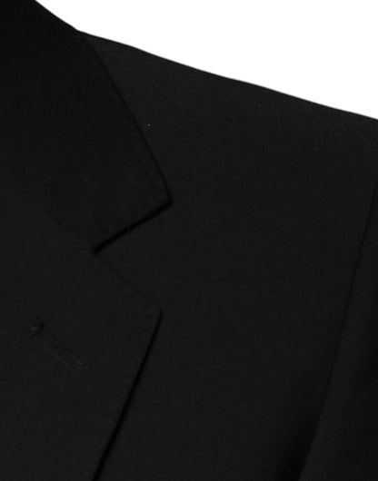 Dolce &amp; Gabbana – Dreiteiliger, formeller Herrenanzug aus schwarzer Wolle im Slim Fit