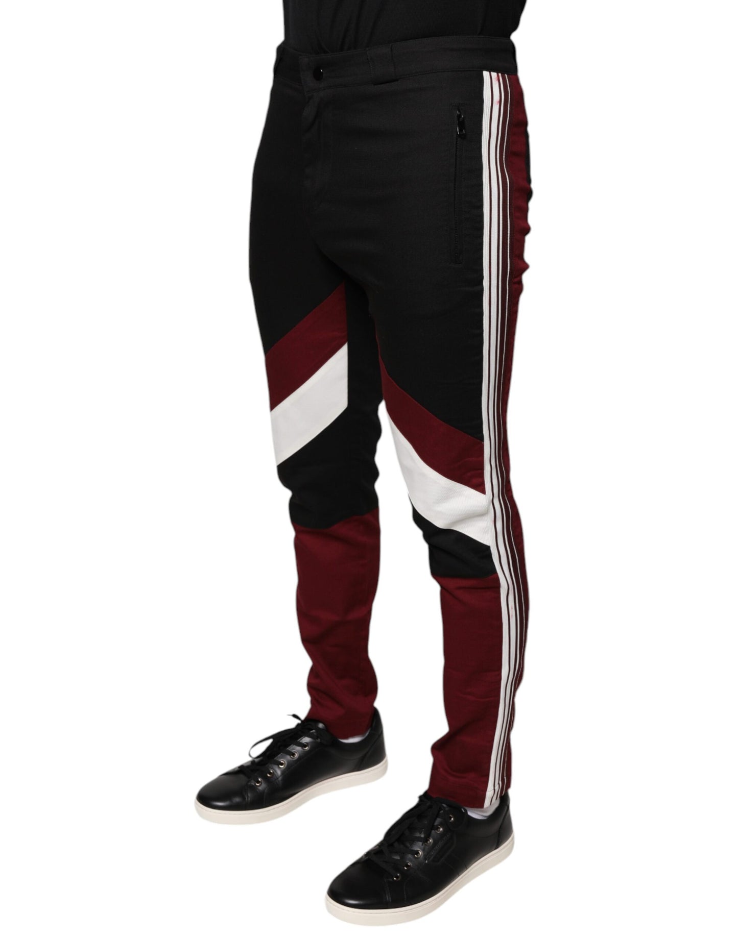 Dolce &amp; Gabbana – Enge Baumwollhose mit mehrfarbigen Streifen